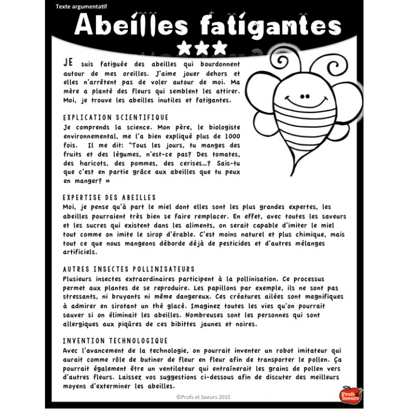 Texte Argumentatif Primaire Exemple