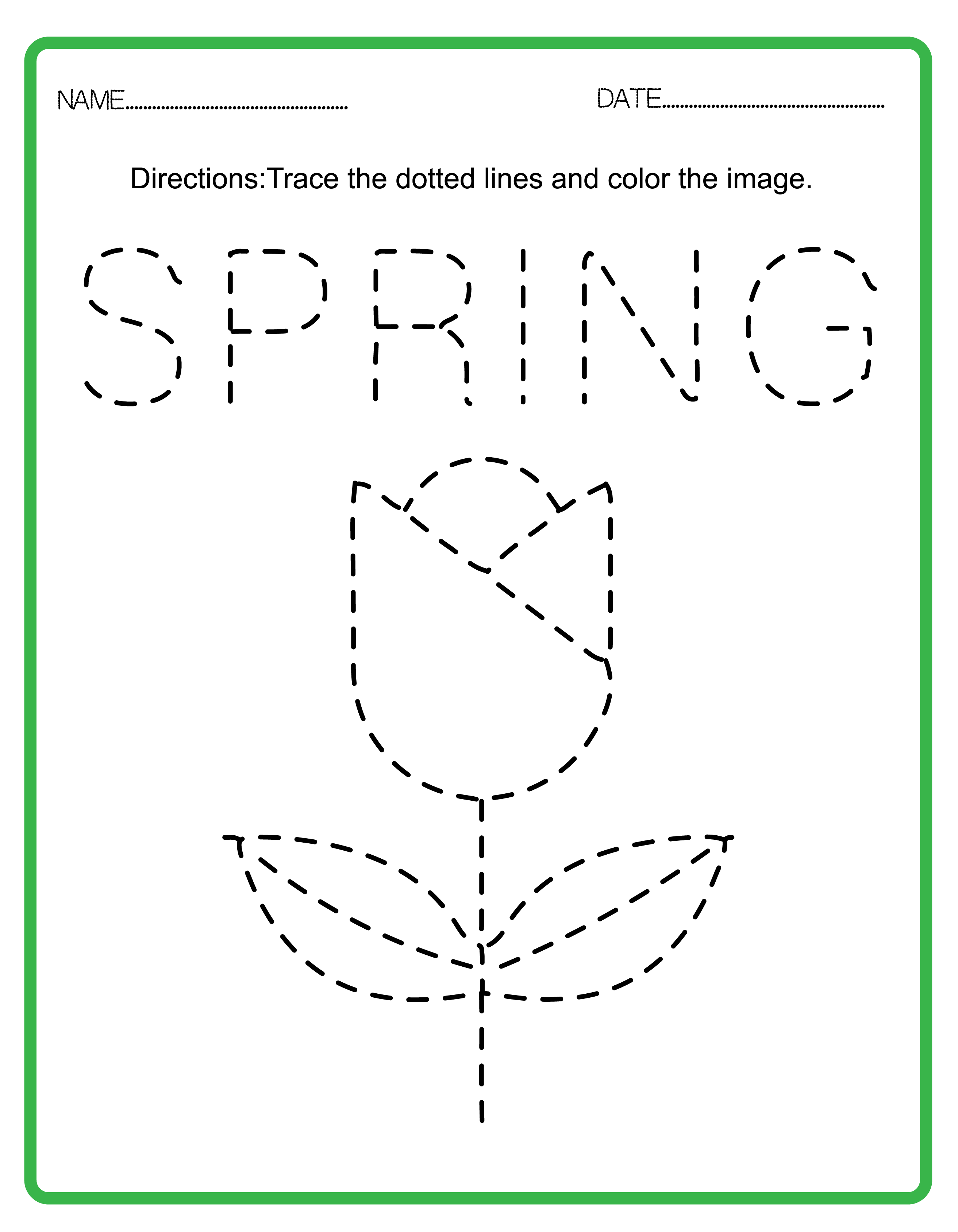 Spring tracing coloring pages