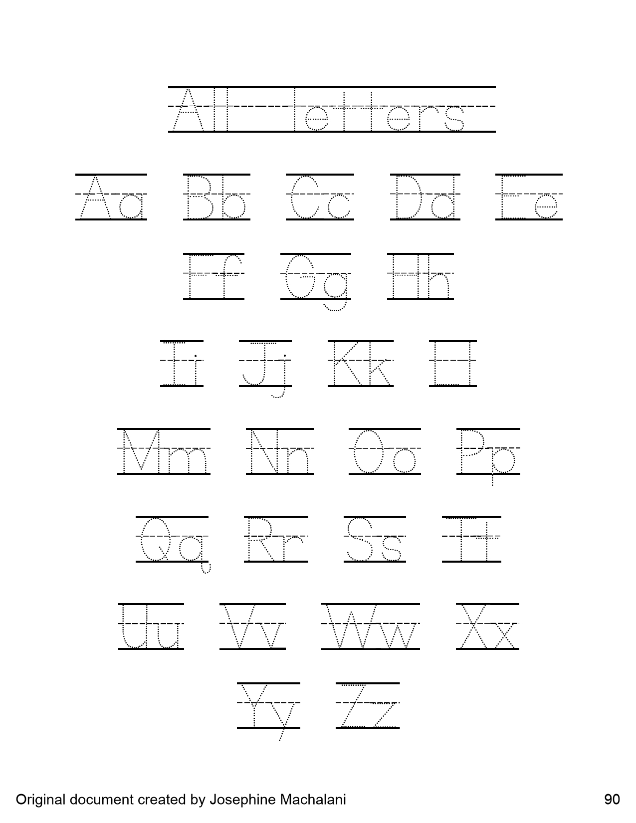 Writing the alphabet