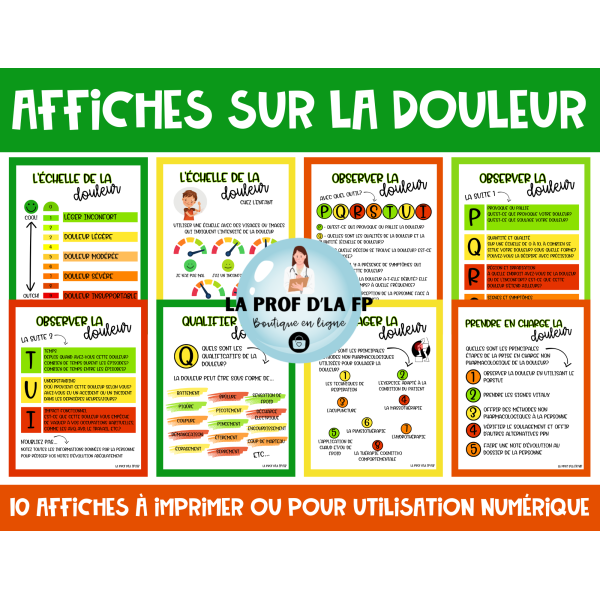 Affiches sur la douleur avec cadres de couleurs