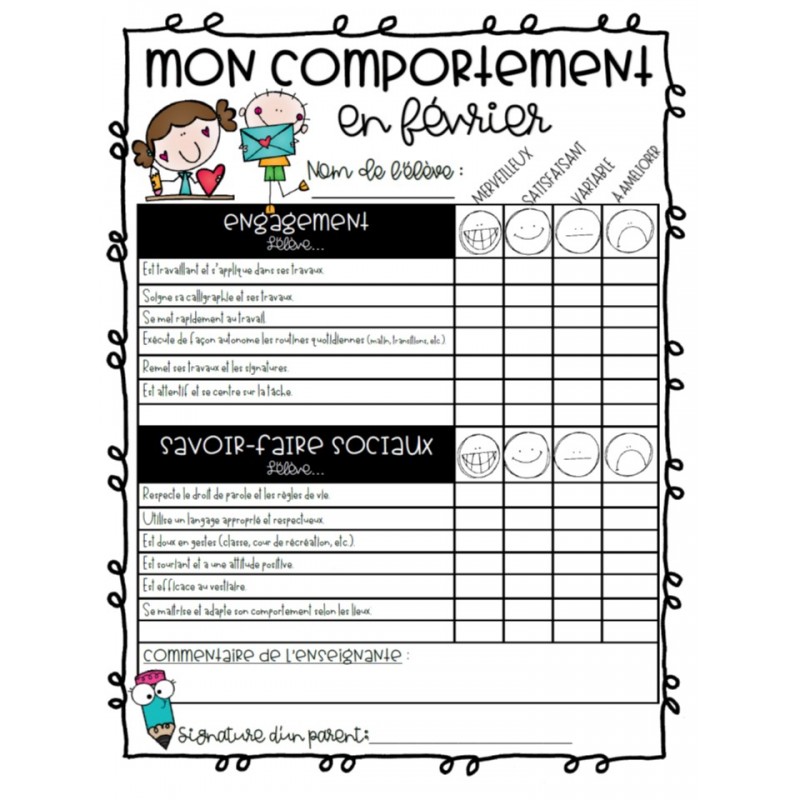Exemple De Mot Dans Le Carnet De Correspondance Comportement Fiches d\'observation des comportements *série 1
